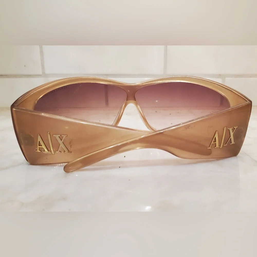 A/X ARMANI EXCHANGE GOLD TONE SUNGLASSES W/ SMOKY TOPAZ LENS
